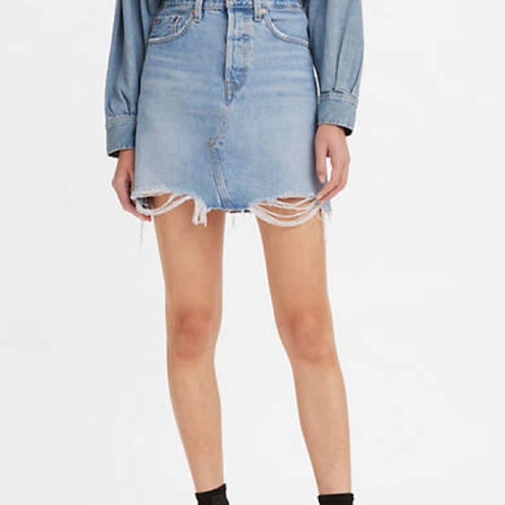 Levi’s Distressed High Rise Denim Skirt